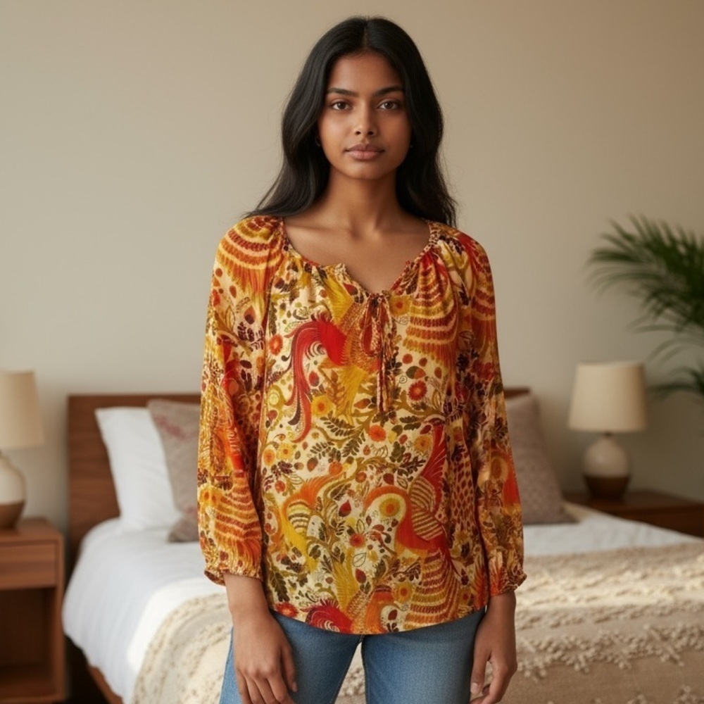 Charter Club Petite Medium blouse NWOT. Never worn. V neck tie in front.